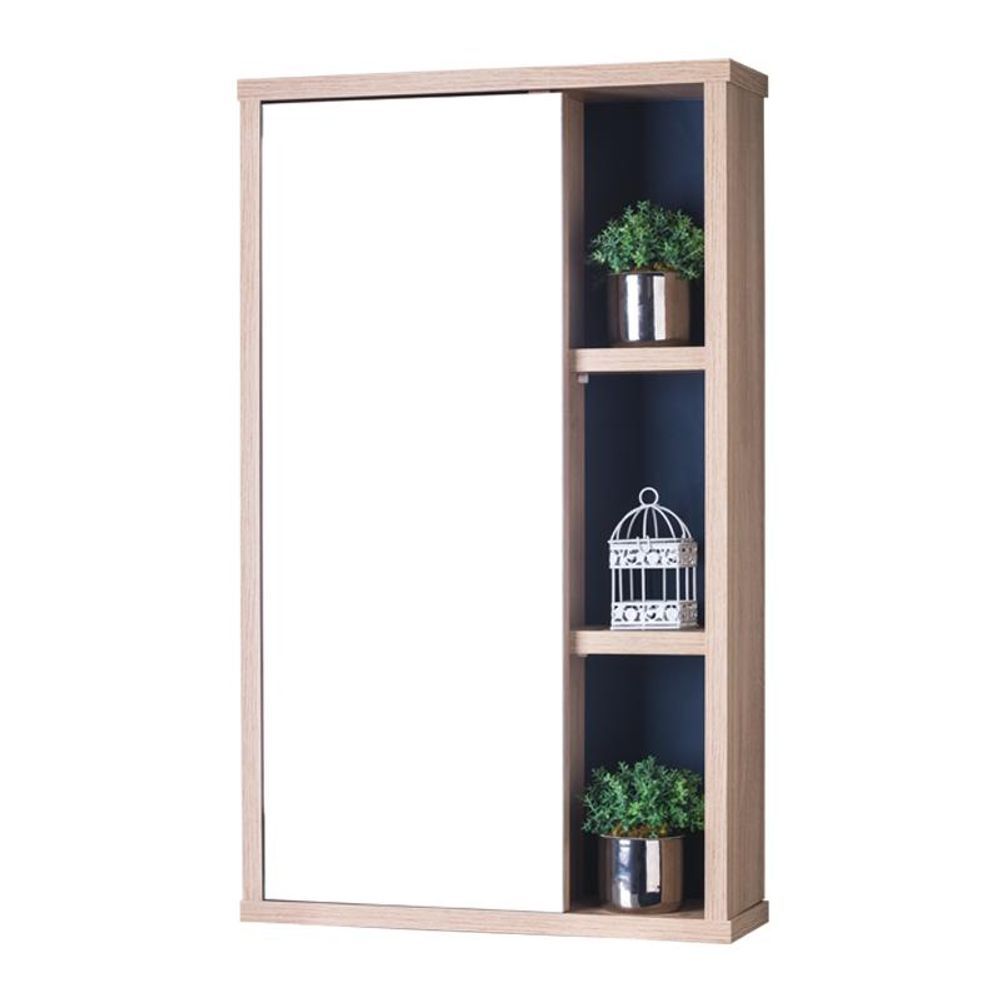 Armário para Banheiro Milano Suspenso 2 Portas 2 Prateleiras MDP 42CM Azul Marinho e Carvalho Pontto Lavabo 42CM