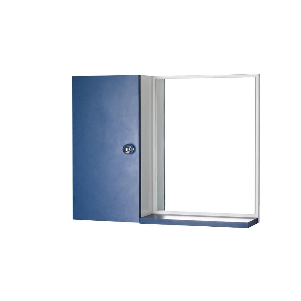 Armário para Banheiro com Espelho Azul Suspenso 2 Prateleiras MDP 58CM Azul Mercado das Prateleiras 58CM