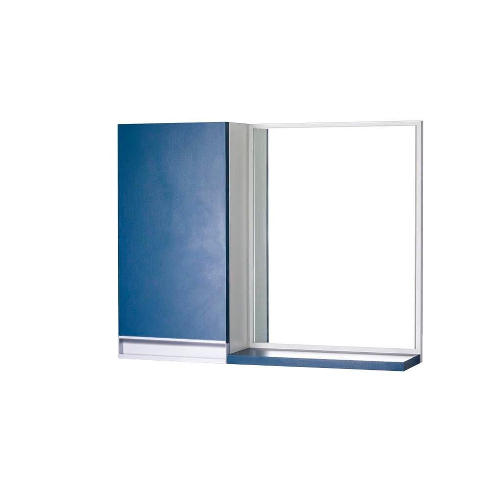 Armário para Banheiro com Espelho Azul com Puxador de Metal Parede 1 Porta sem Gavetas MDP 58CM Azul Mercado