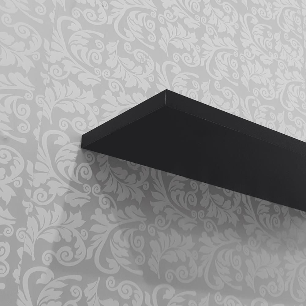 Kit 2 Prateleiras Crie Fácil 80X25CM MDP Suporte Invisível Organizador Sala Preto Mercado das Prateleiras