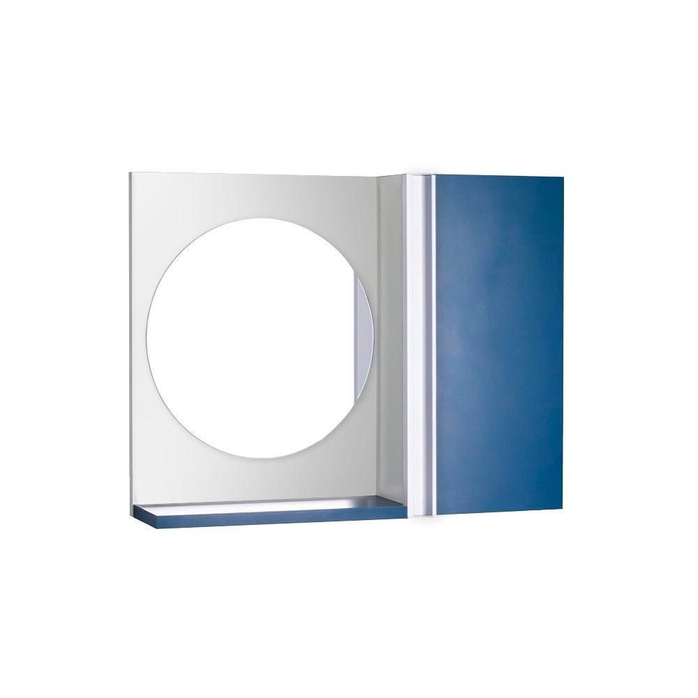 Armário para Banheiro Espelho Redondo com Barra Vertical 1 Porta sem Gavetas MDP 58CM Azul Marinho Mercado
