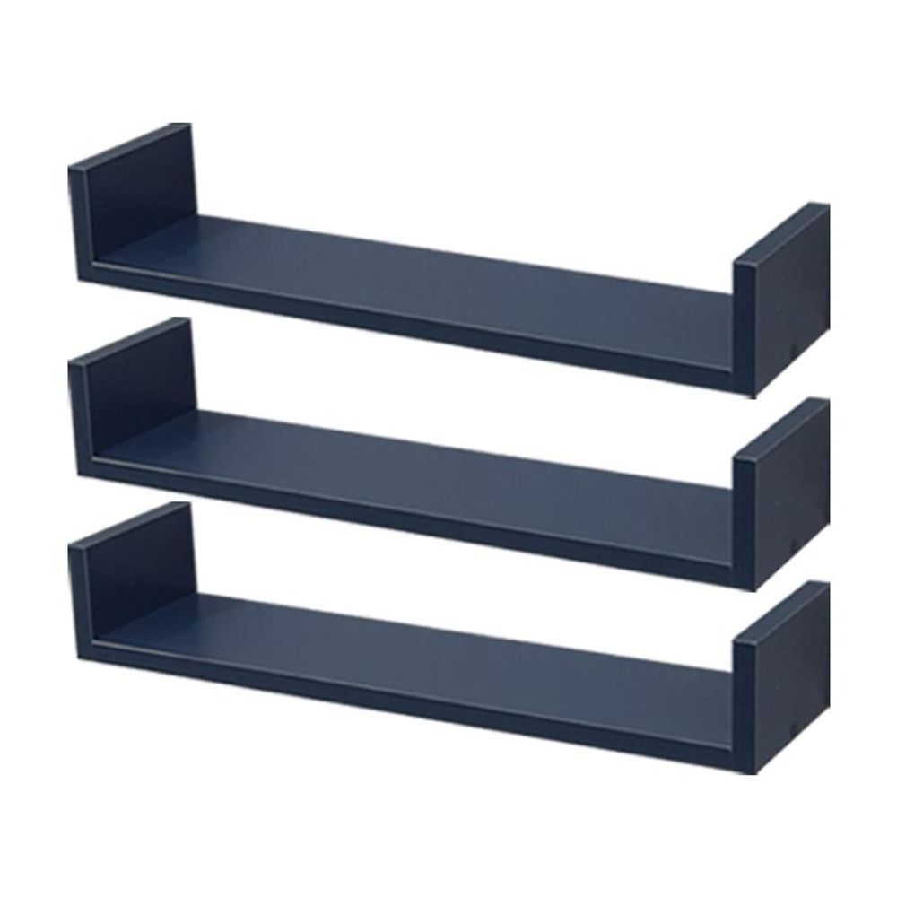 Prateleira Kit 3 U 100X20CM MDP Fixação Suporte Invisível Organizador Moderno Sala Azul Mercado das Prateleiras 100CM