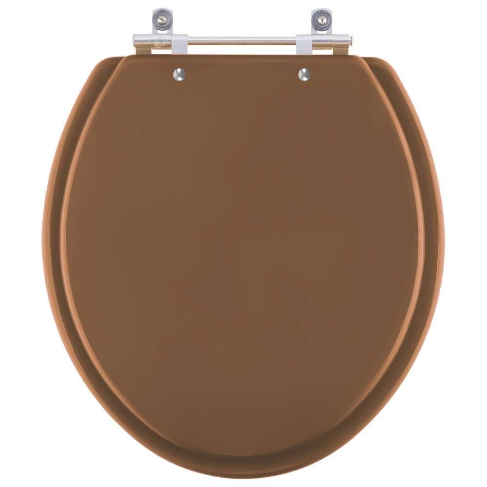 Assento Sanitário Convencional Oval Poliéster Fechamento Convencional Almofadado Marrom Pontto Lavabo 40CM