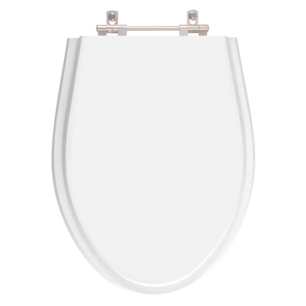 Assento Sanitário Victoria Alongado MDF Fechamento Convencional Ferragens em Alumínio Anodizado Branco Pontto Lavabo