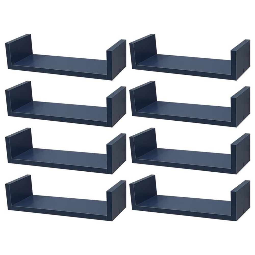 Prateleira Crie Fácil 40X10CM MDP Fixação Suporte Invisível Organizador Sala Azul Mercado das Prateleiras 40CM 8 Peças