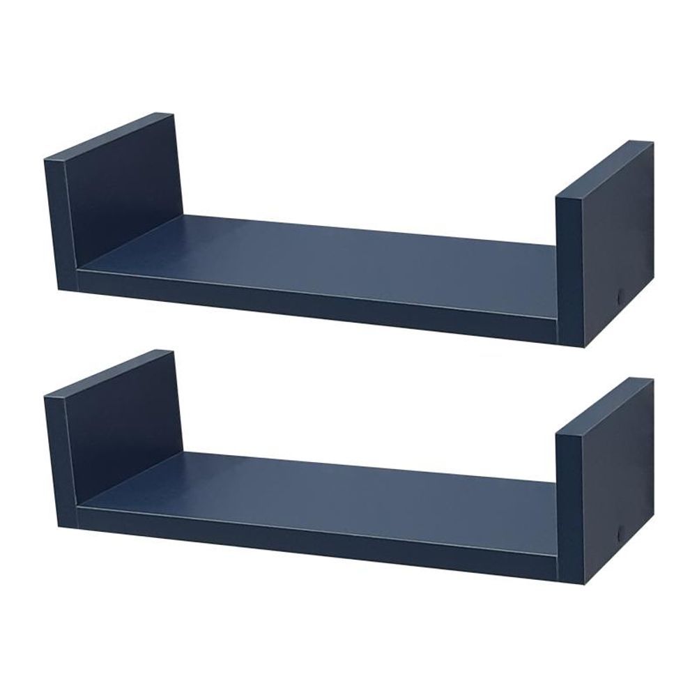 Kit 2 Prateleiras Crie Fácil 50x20CM MDP Fixação Suporte Invisível Organizador Moderno Azul Mercado das Prateleiras 50CM
