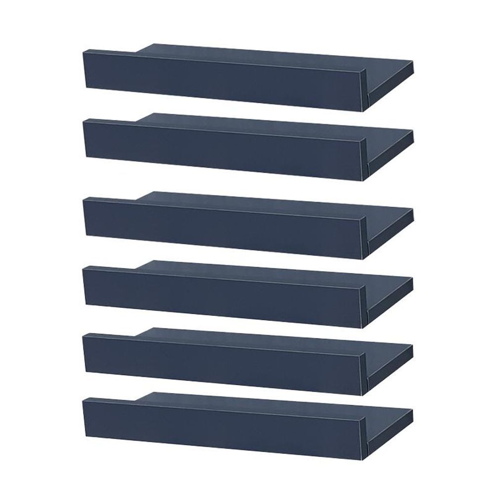 Prateleira Kit 6 Porta Quadros 60X10CM MDP Fixação Suporte Invisível Organizador Moderno Sala Azul Mercado