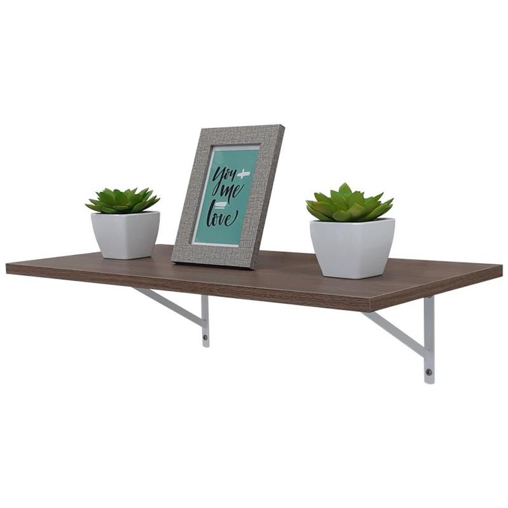 Prateleira 60 X 25cm Nogal MDP Fixação Parafuso Organizador Moderno Sala Marrom Mercado das Prateleiras 60CM 25CM