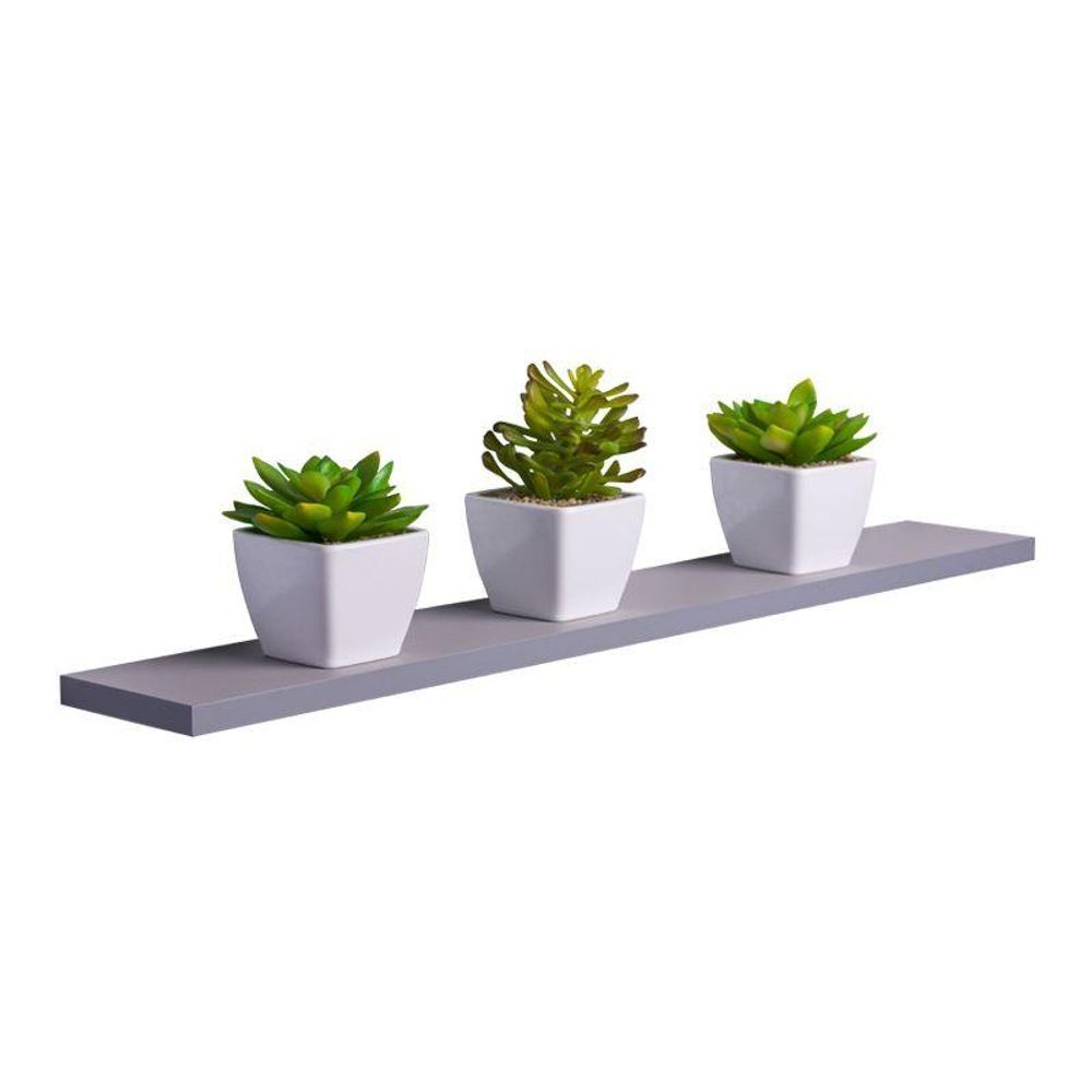Prateleira Crie Fácil 70X10CM MDP Fixação Suporte Invisível Organizador Sala Cinza Claro Mercado das Prateleiras 70CM