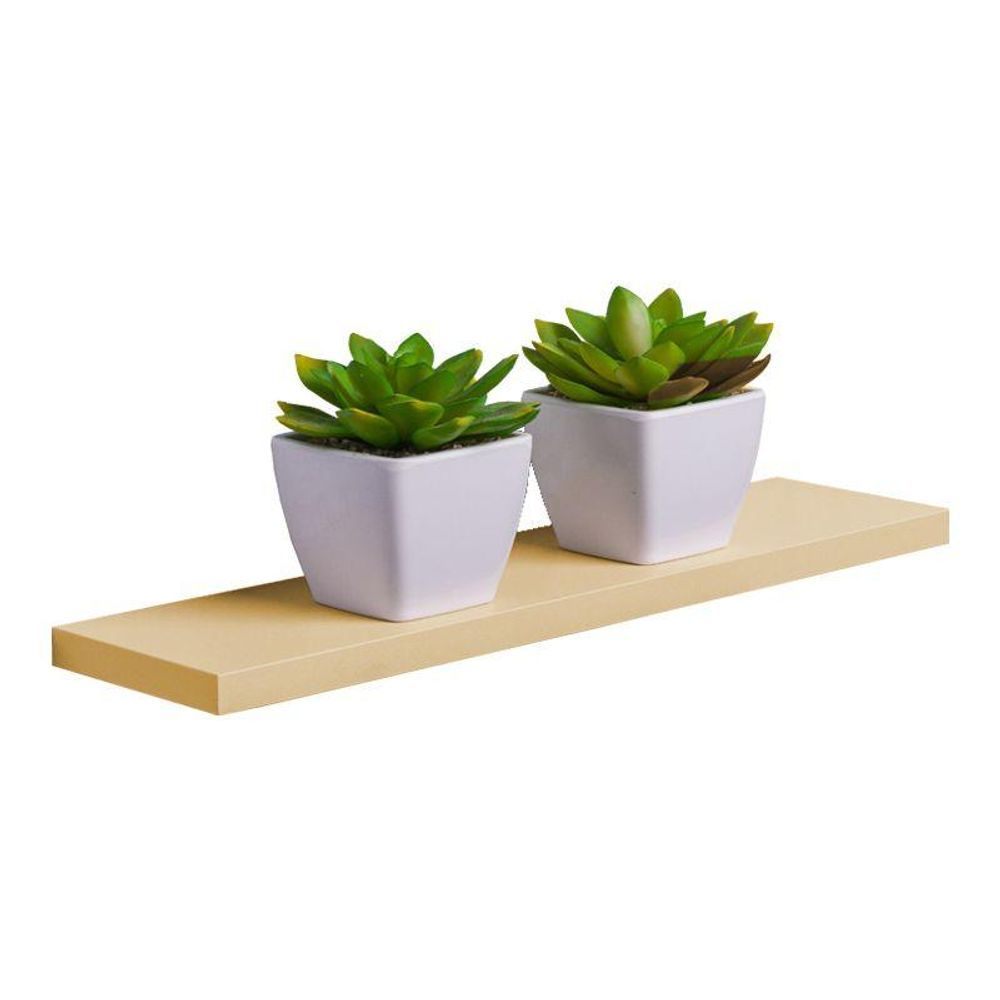 Prateleira Crie Fácil 50X20CM MDP Fixação Suporte Invisível Organizador Sala Bege Claro Mercado das Prateleiras 50CM