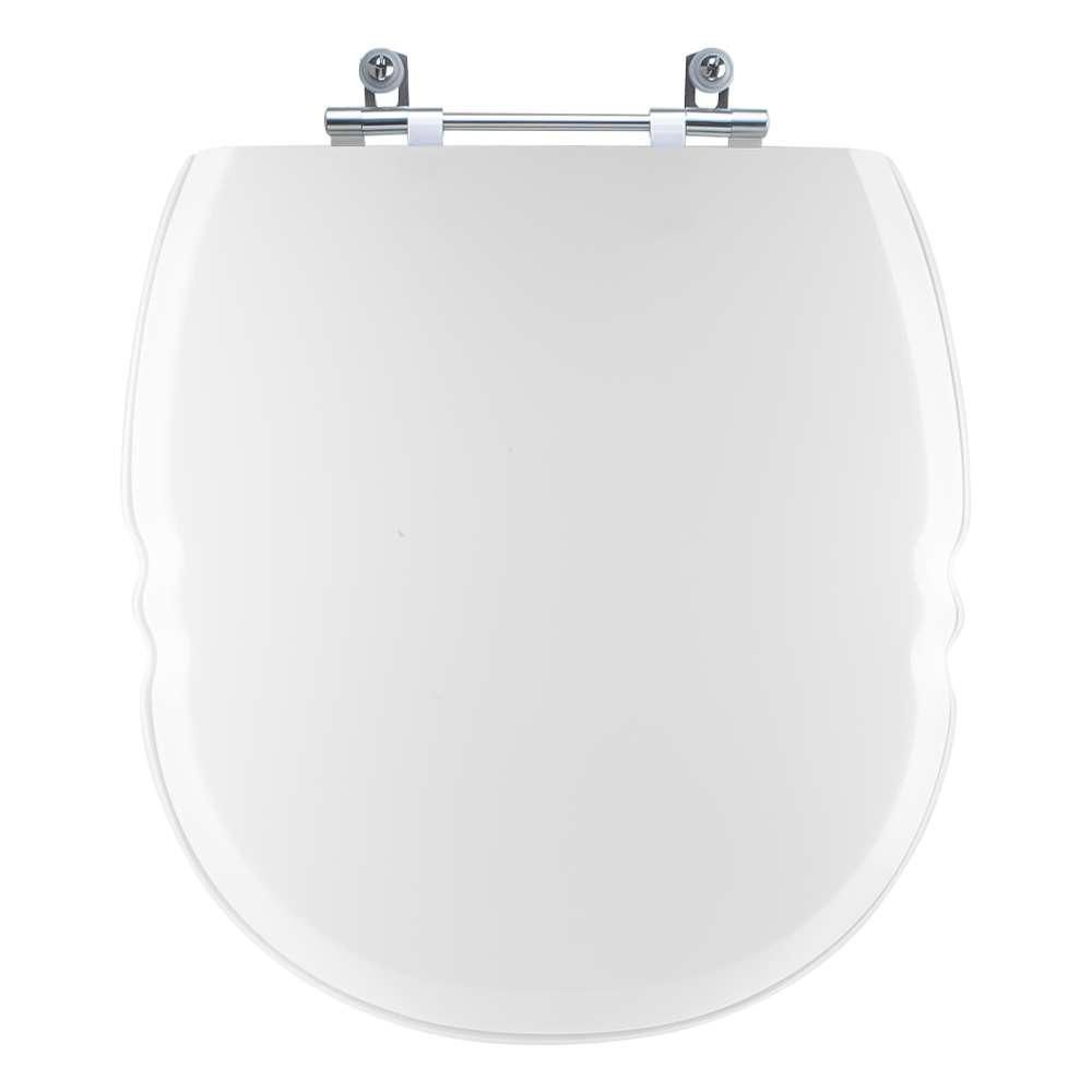 Assento Sanitário Massima Alongado Resina Plástica Alumínio Convencional Branco Pontto Lavabo 40CM