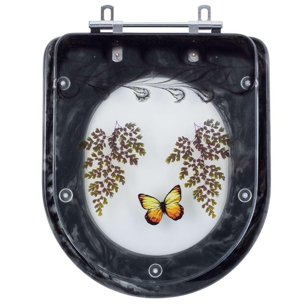 Assento Sanitário Borboleta Square Quadrado Resina Plástica Parafusado Convencional Preto Pontto Lavabo 40CM