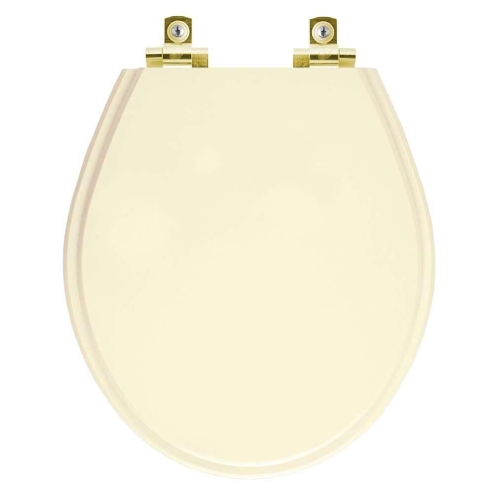 Assento Sanitário Ravena Alongado Polipropileno Parafusado Fechamento Suave Creme com Ferragem Dourada Pontto Lavabo