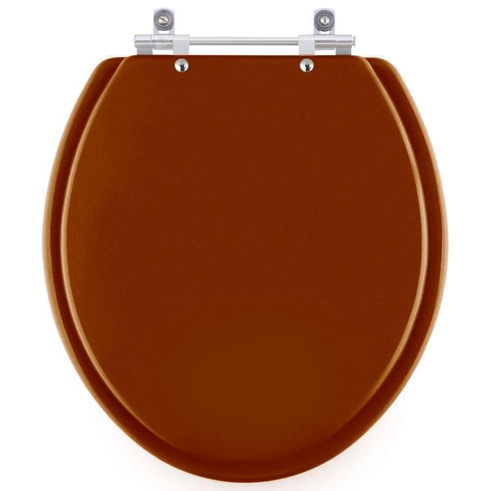 Assento Sanitário Convencional Oval MDF Fechamento Convencional Alumínio Anodizado Caramelo Pontto Lavabo 40CM