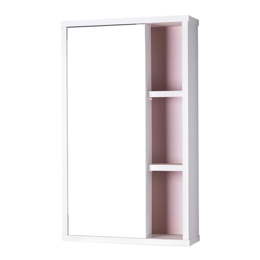 Armário para Banheiro Milano com Espelho 1 Porta MDP 42CM Branco e Rosa Claro Pontto Lavabo