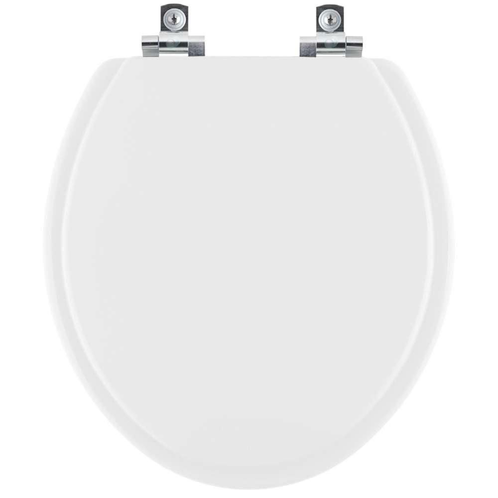 Assento Sanitário Dalia Alongado Polipropileno Parafusado Fechamento Suave com Amortecedores Branco Pontto Lavabo 40CM