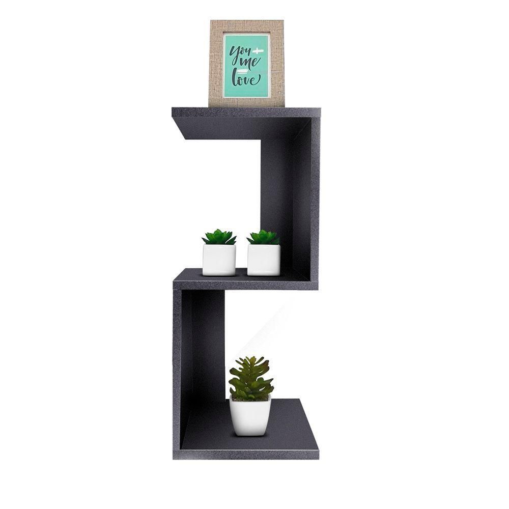 Mesa de Cabeceira Berlim sem Gavetas MDP Moderno Preto Mercado das Prateleiras 25CM 60CM