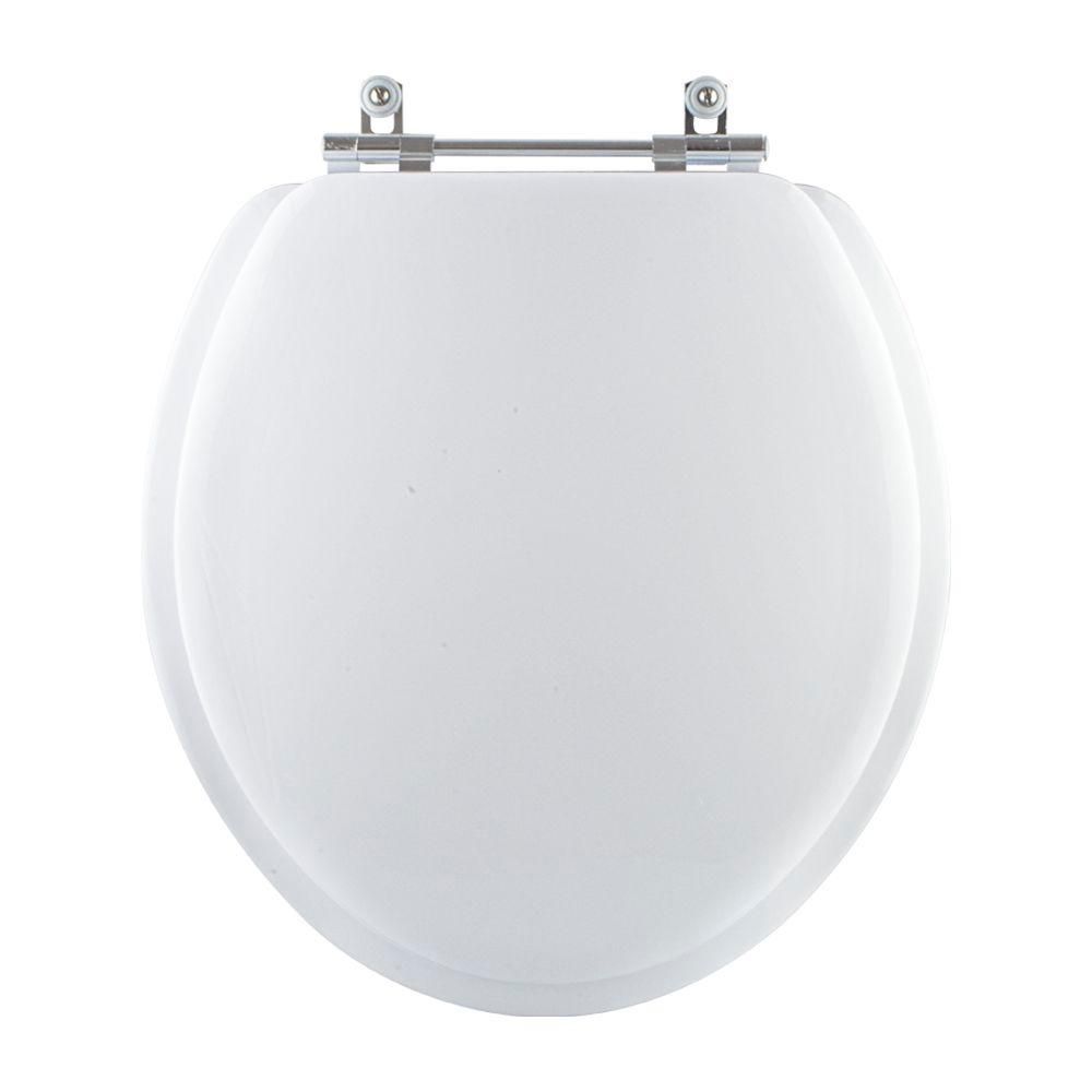 Assento Sanitário Diamantina Alongado MDF Almofadado com Fechamento Convencional Branco Pontto Lavabo 40CM