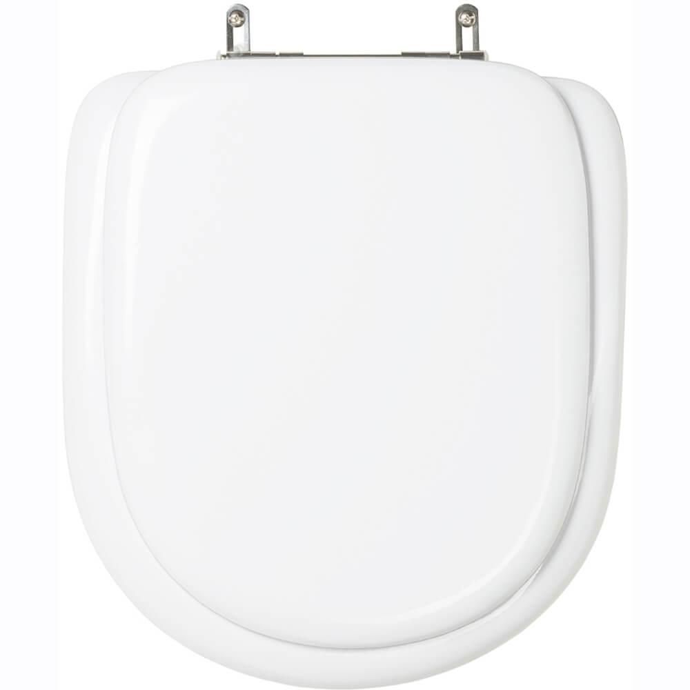 Assento Sanitário Dona Beja Oval MDF Fechamento Convencional Almofadado Branco Pontto Lavabo 40CM