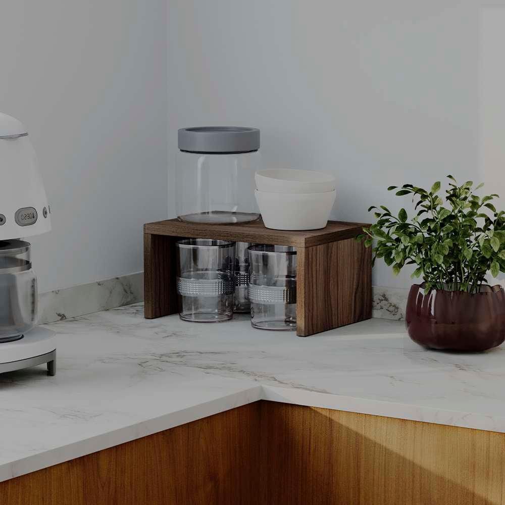 Nicho Multiuso Organizador de Bancada MDP 15mm com Revestimento Nogal para Cozinha Ou Armário Marrom Mercado