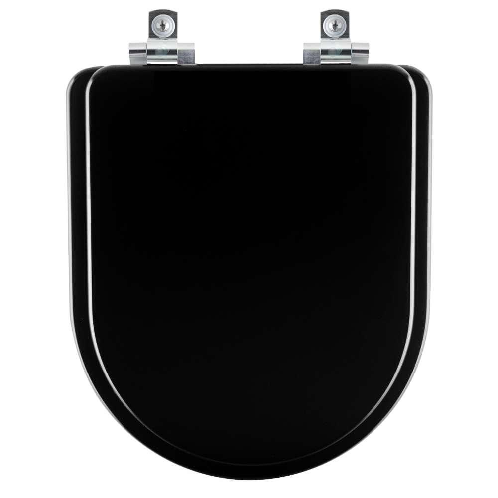 Assento Sanitário Duna Alongado Polipropileno Fechamento Suave com Amortecedores Almofadado Preto Pontto Lavabo 40CM