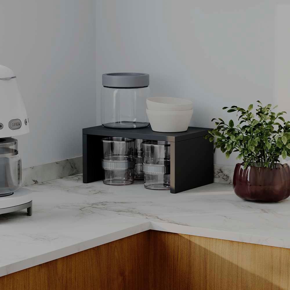 Nicho Multiuso Organizador de Bancada para Cozinha MDP 15mm com Design Moderno e Funcional para Armário Preto Mercado