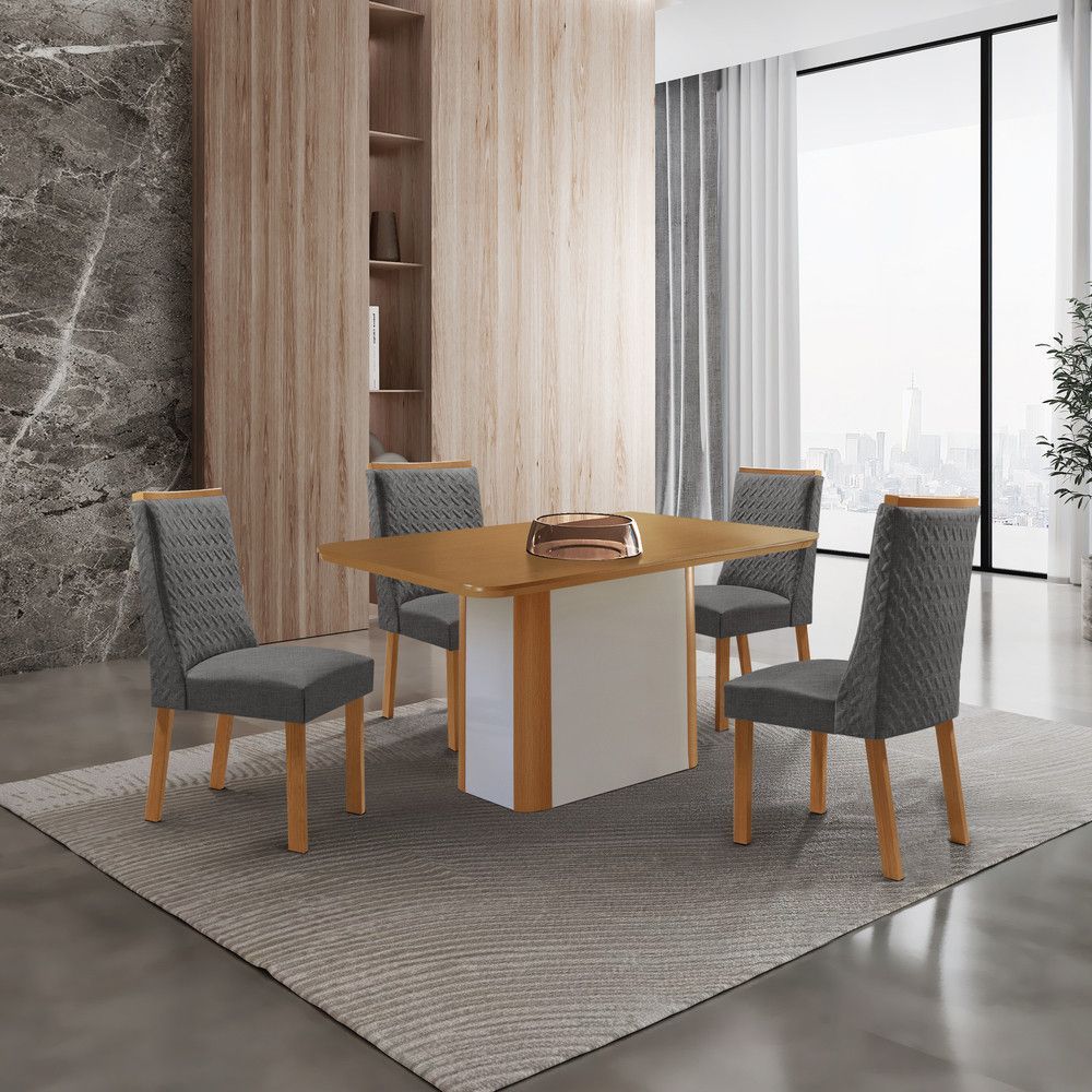 Mesa de Jantar Isadora 4 Lugares Retangular MDF 120CM Grafite e Natural Moderna