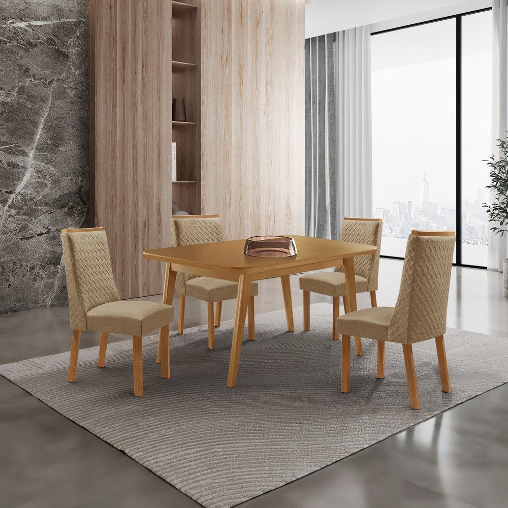 Mesa de Jantar Copper 4 Lugares Retangular MDF 120CM Amadeirado Moderna 120CM