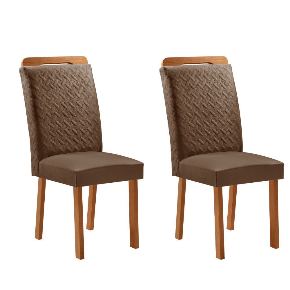 Conjunto 2 Cadeiras Aline Estrutura em MDF Estofado em Veludo Café Moderna 56CM 2 Unidades