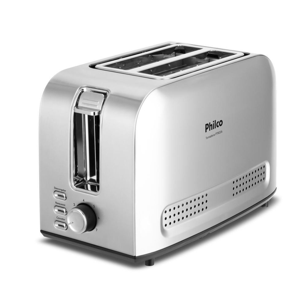 Torradeira PTR03A 3 Funções 7 Níveis de Tostagem Bandeja Coletora Inox Philco 110V 2L