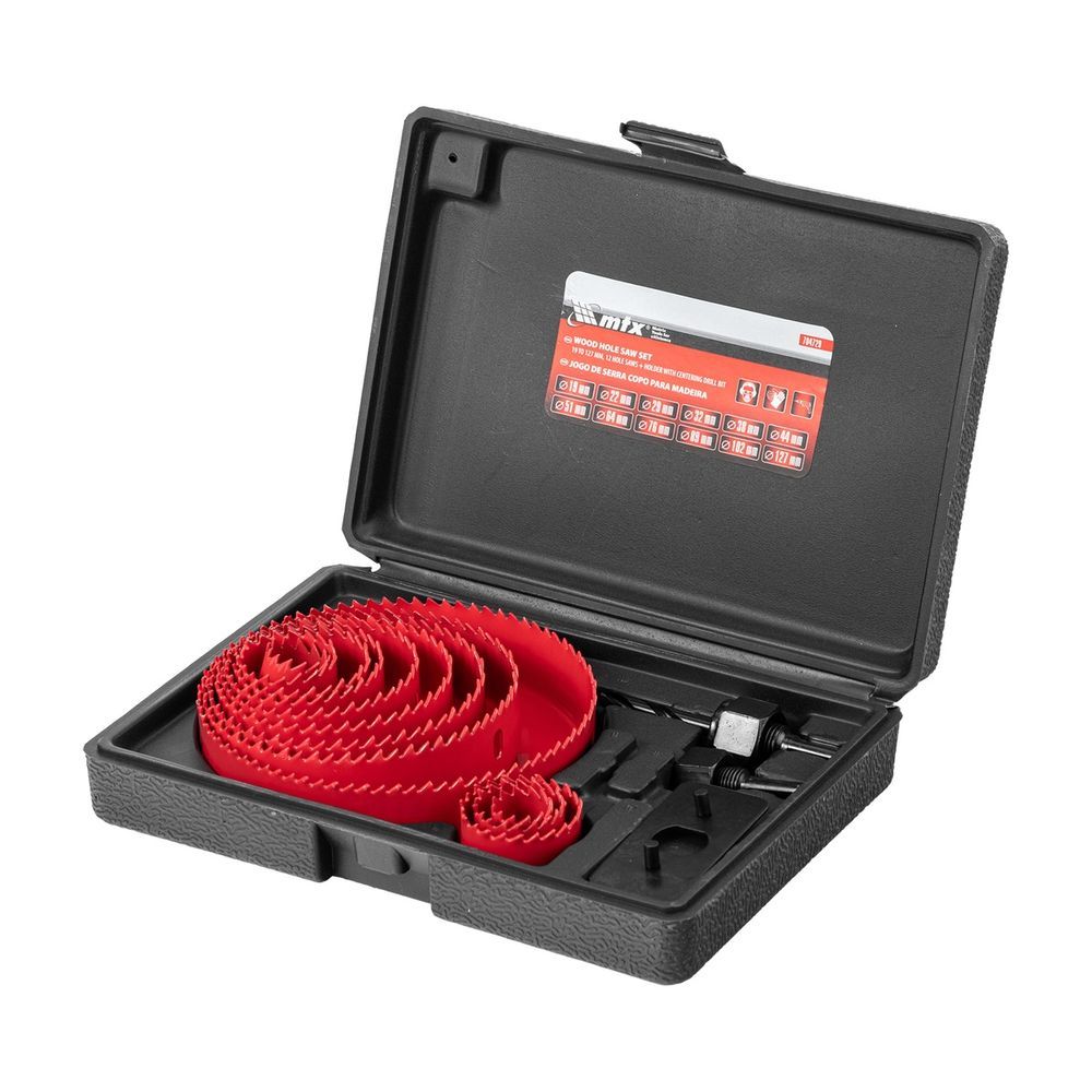 Serra Copo 704729 para Madeira com Broca Centralizadora Aço Carbono 12 Peças MTX 27CM