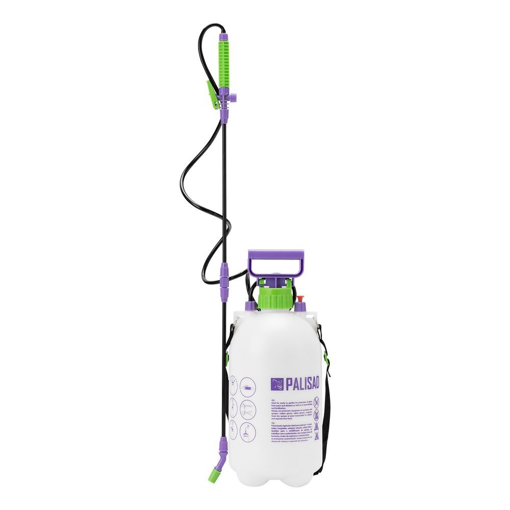 Pulverizador Manual Pressão 2.5ATM com Mangueira 1.75M Alça Ombro Preto Palisad 18CM 7L