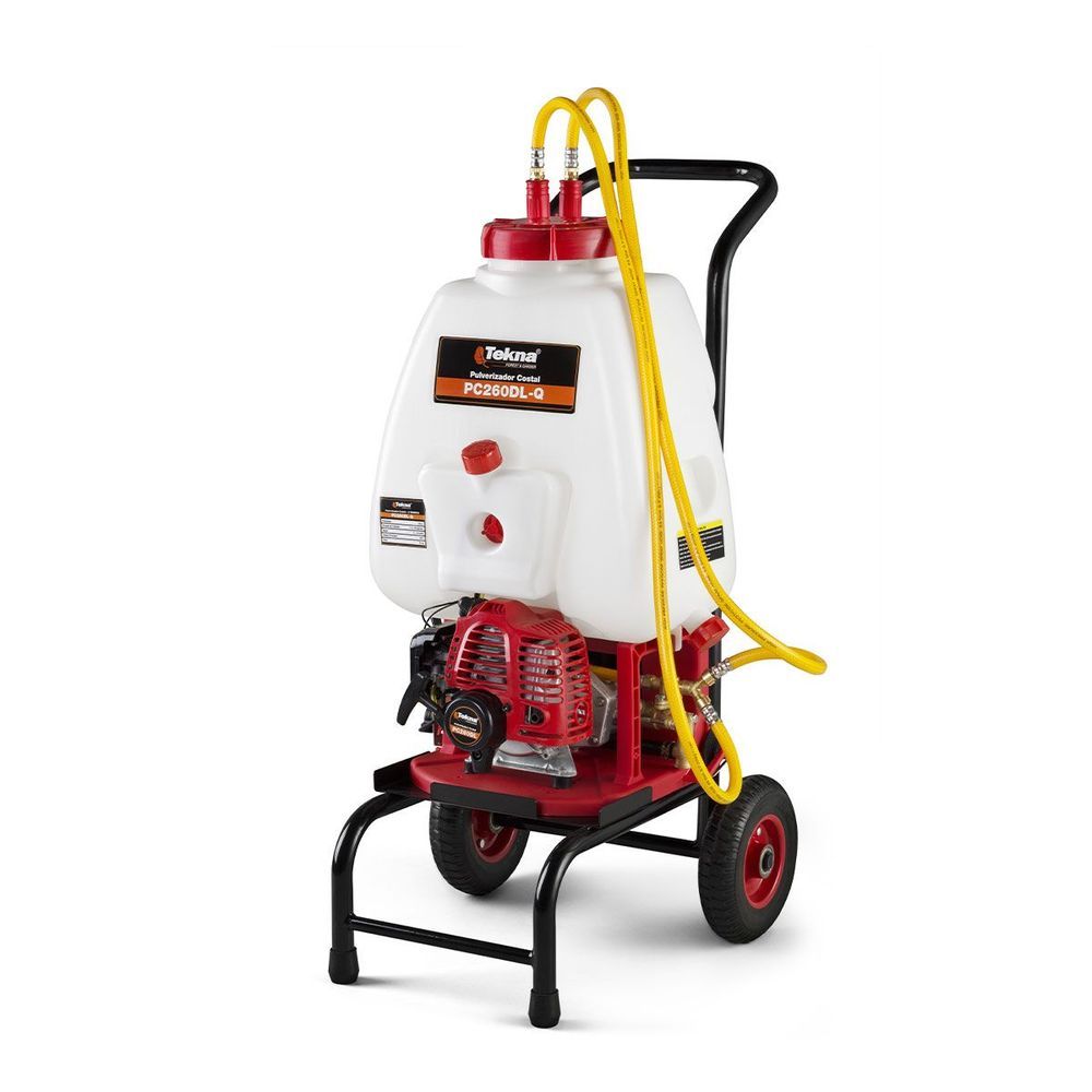 Pulverizador Costal PC260DL com Motor 2 Tempos a Gasolina e Carrinho de Transporte Branco Tekna