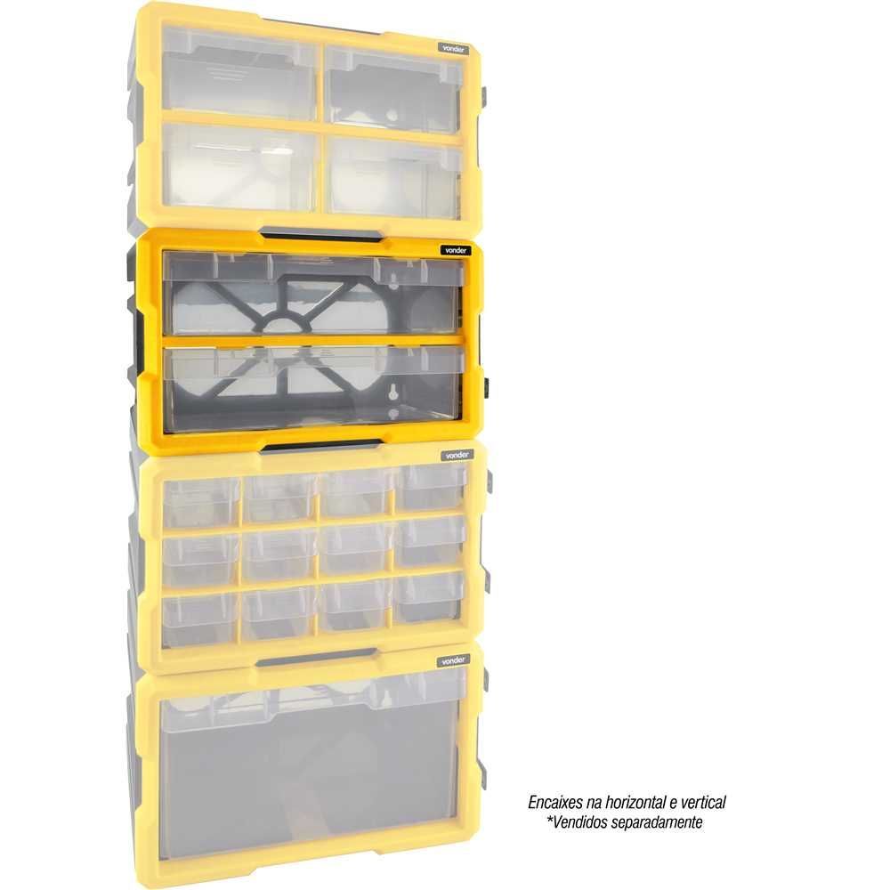 Organizador OPV002 2 Gavetas Polipropileno Resistente Acoplável Parede Oficina Garagem Preto Nove54 165CM 3L
