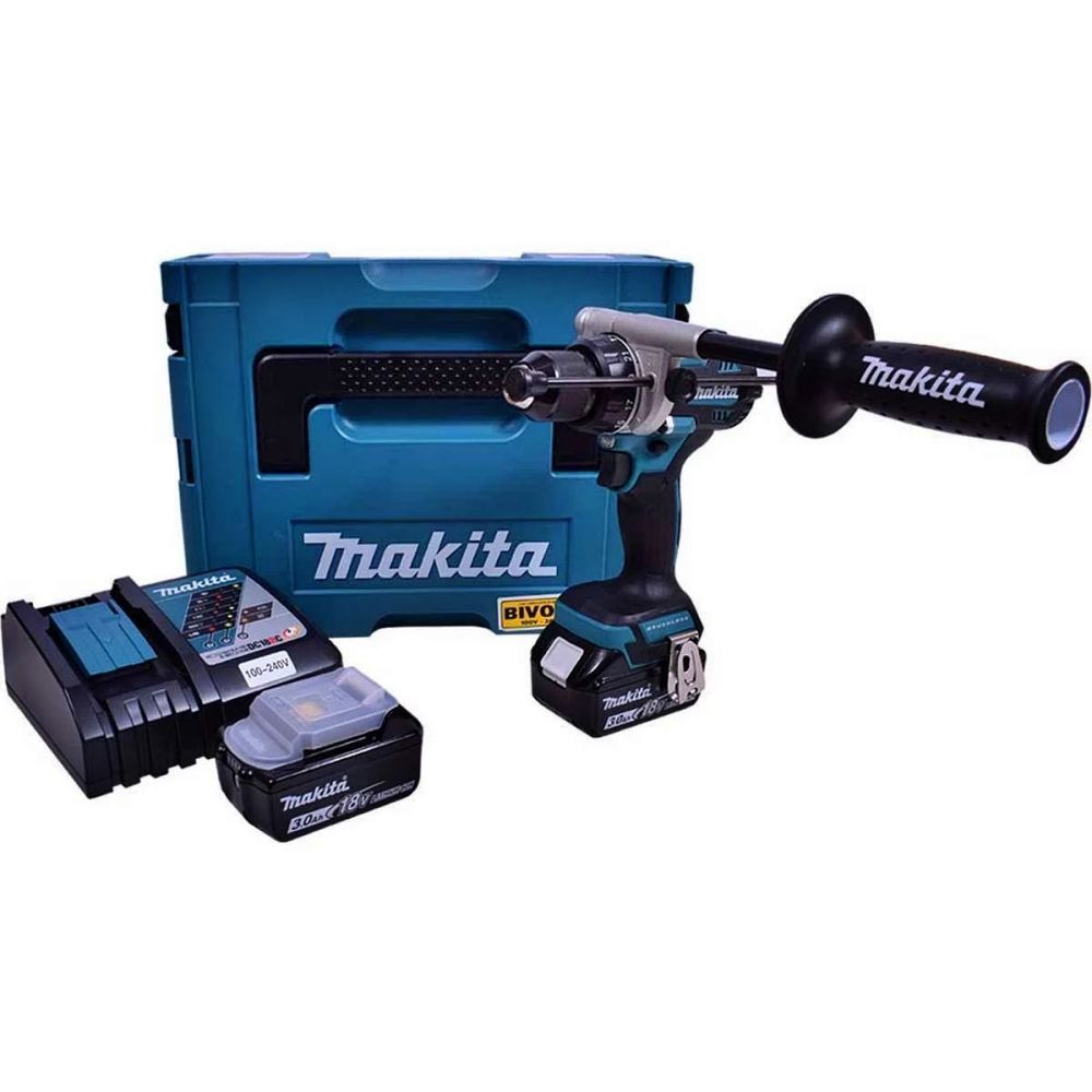 Parafusadeira Furadeira Makita Profissional DHP486RFJ com 2 Baterias 5.0Ah 2100W Amarelo Bivolt 8.1CM