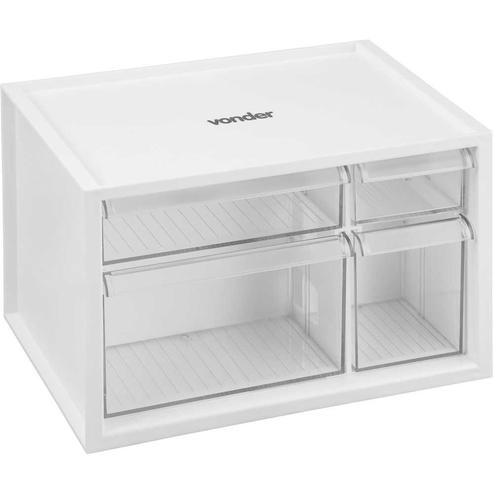 Organizador Plástico OPV0234 4 Gavetas Transparentes Resistente PS para Peças e Acessórios Nove54 15,4CM