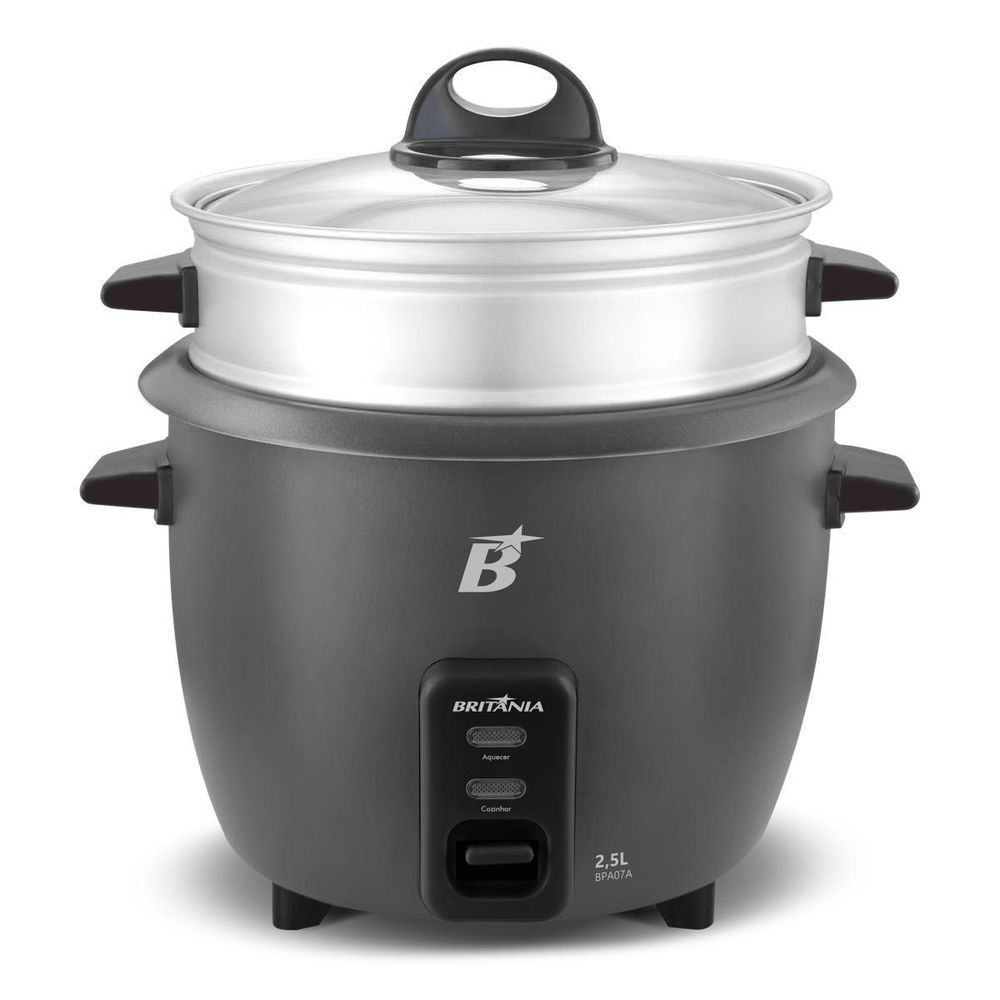Panela de Arroz Elétrica Britânia BPA07 2,5L 500W Função Manter Aquecido Preto 220V 25CM