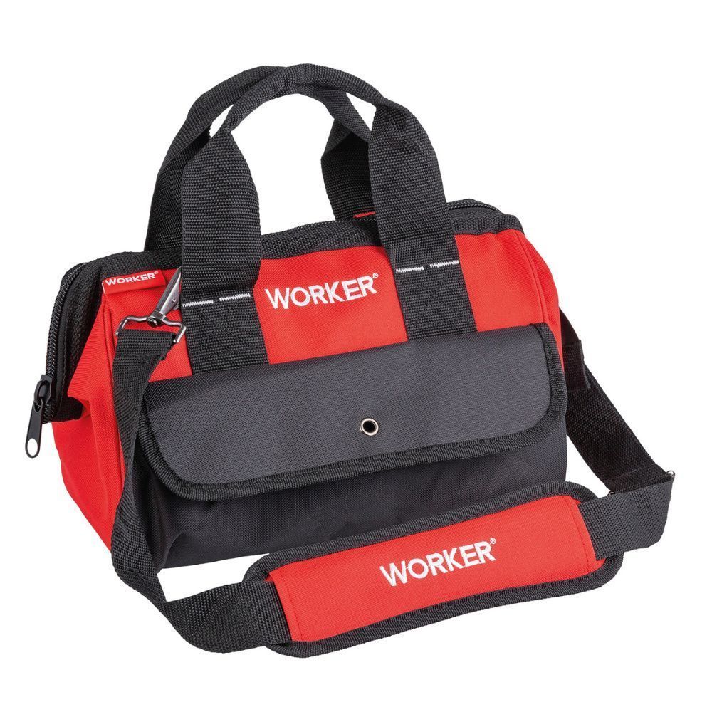 Bolsa para Ferramentas 12'' Poliéster Estrutura Metal Compartimento Espaçoso com Zíper Reforçado Preto Worker 30.5CM
