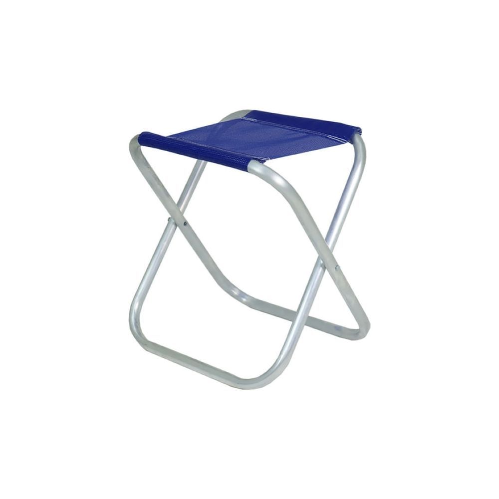 Banqueta Dobrável Bel Alumínio Assento Poliéster PVC Azul Marinho Belfix 36CM