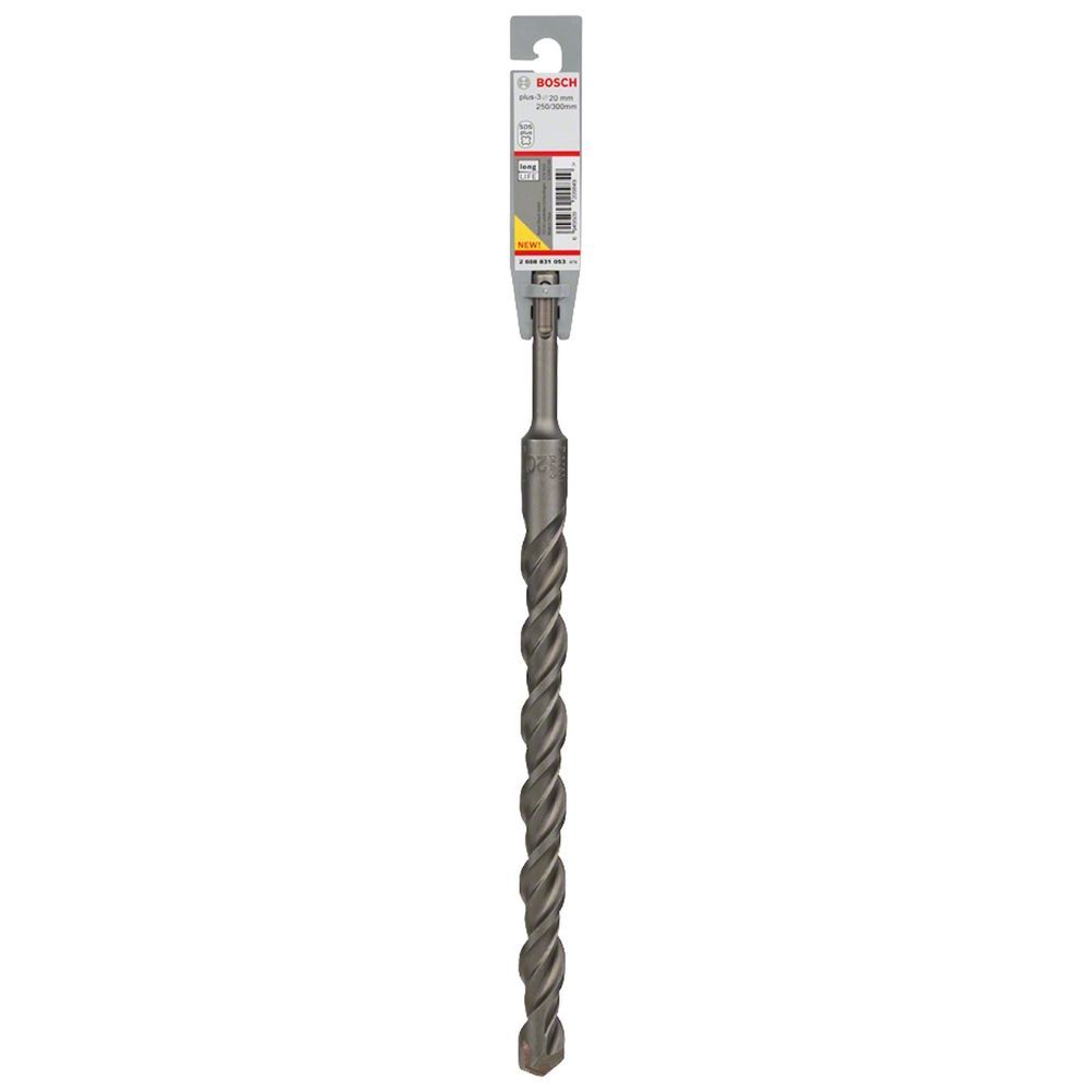 Broca Bosch Sds Plus-3 para Concreto com 4 Espirais e Alta Durabilidade Cinza 20CM 20X250X300MM
