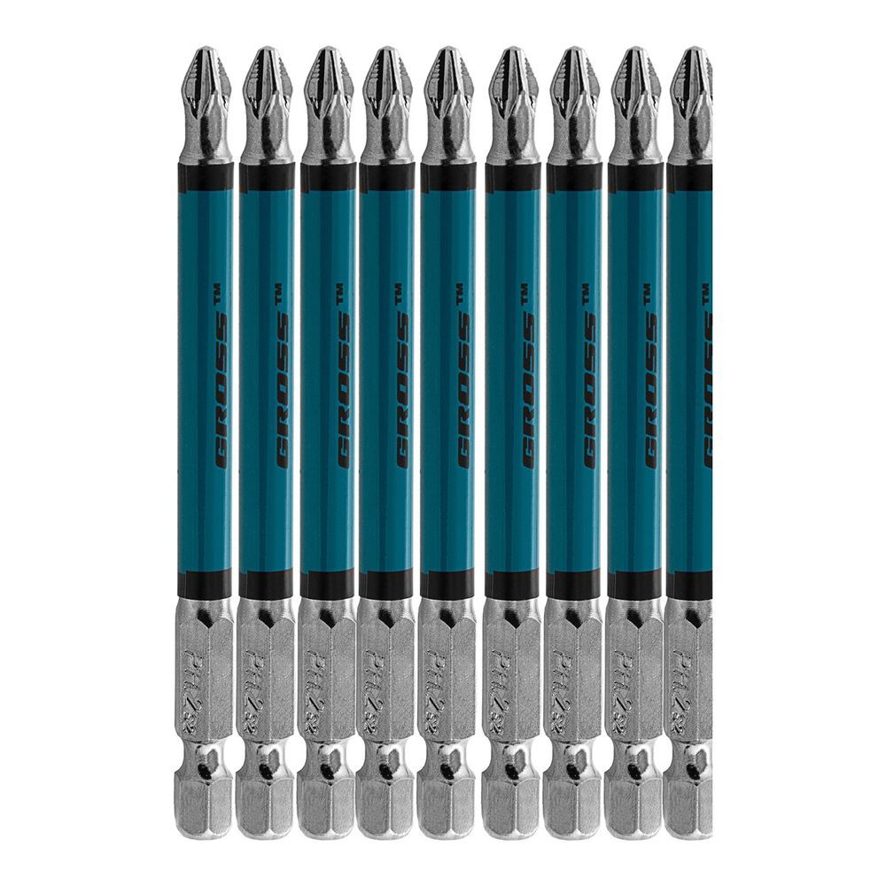 Bits Phillips PH2 90mm 1126356 Magnetizado Aço S2 Japonês Prata Gross 10PÇS