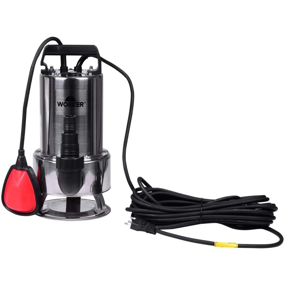 Bomba Submersa Worker 1HP 110V Aço Inox com Boia Automática Inox para Bombeamento de Água 18CM 233L-MIN 9M