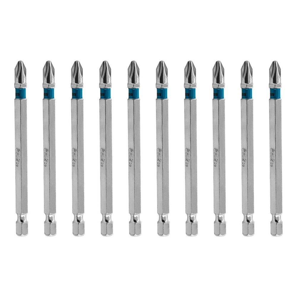 Bit Phillips PH2 90MM Aco S2 Japones Fixacao Precisa Sulco Magnetico Prata Gross 10PCS
