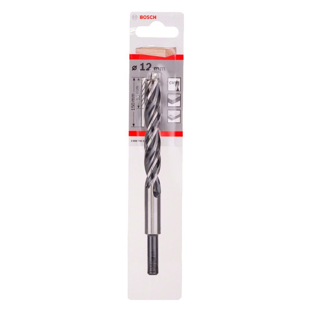Broca para Madeira 3 Pontas 12mm com Centralizador e Espiral Duplo Prata Bosch 12MM