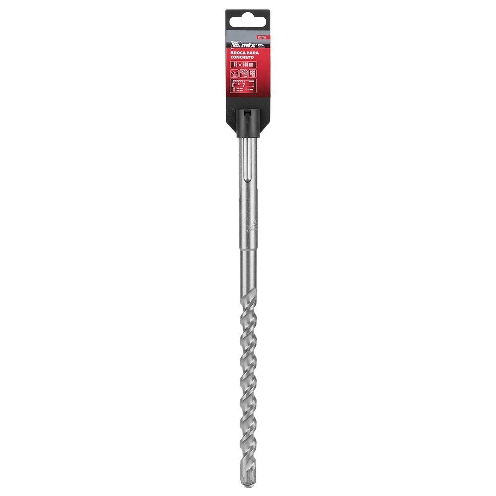 Broca para Concreto SDS Max com Placa de Carboneto de Tungstênio VK8 e Cabeça Centralizadora 18x340mm MTX