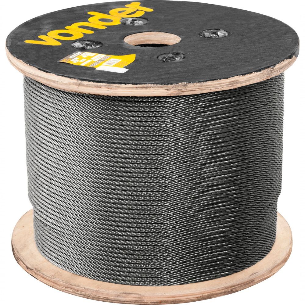 Cabo de Aço AA 3-8 Alma de Aço 18x7 Polido Não Rotativo Lubrificado com 2000M Vonder 760KG