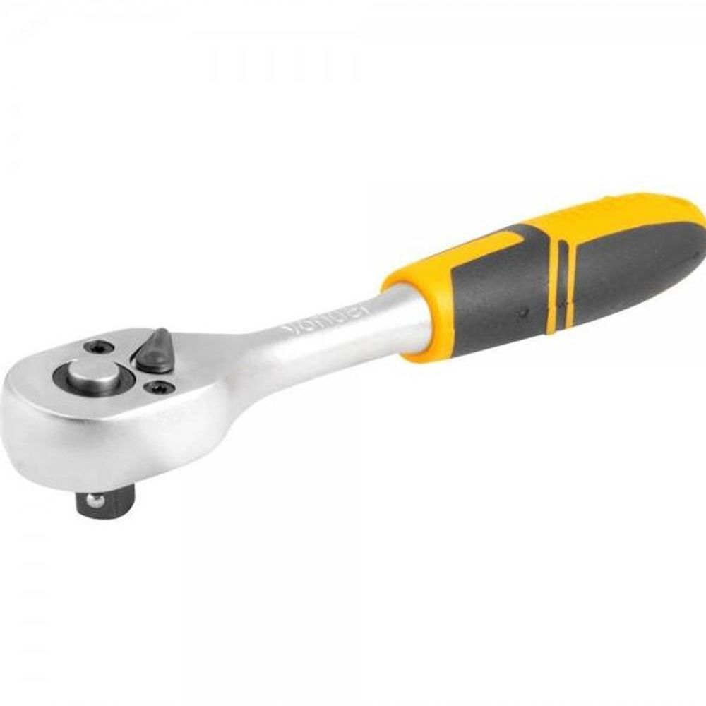 Catraca Reversível para Soquete 1-4 com Cabo Emborrachado Cromo Prata Vonder 5CM