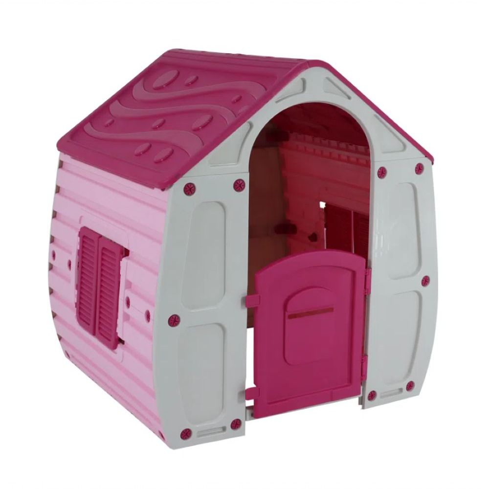 Casinha Brinquedo Infantil Magical com Entrada para Correspondência e Janelas Que Abrem Rosa Belfix 90CM