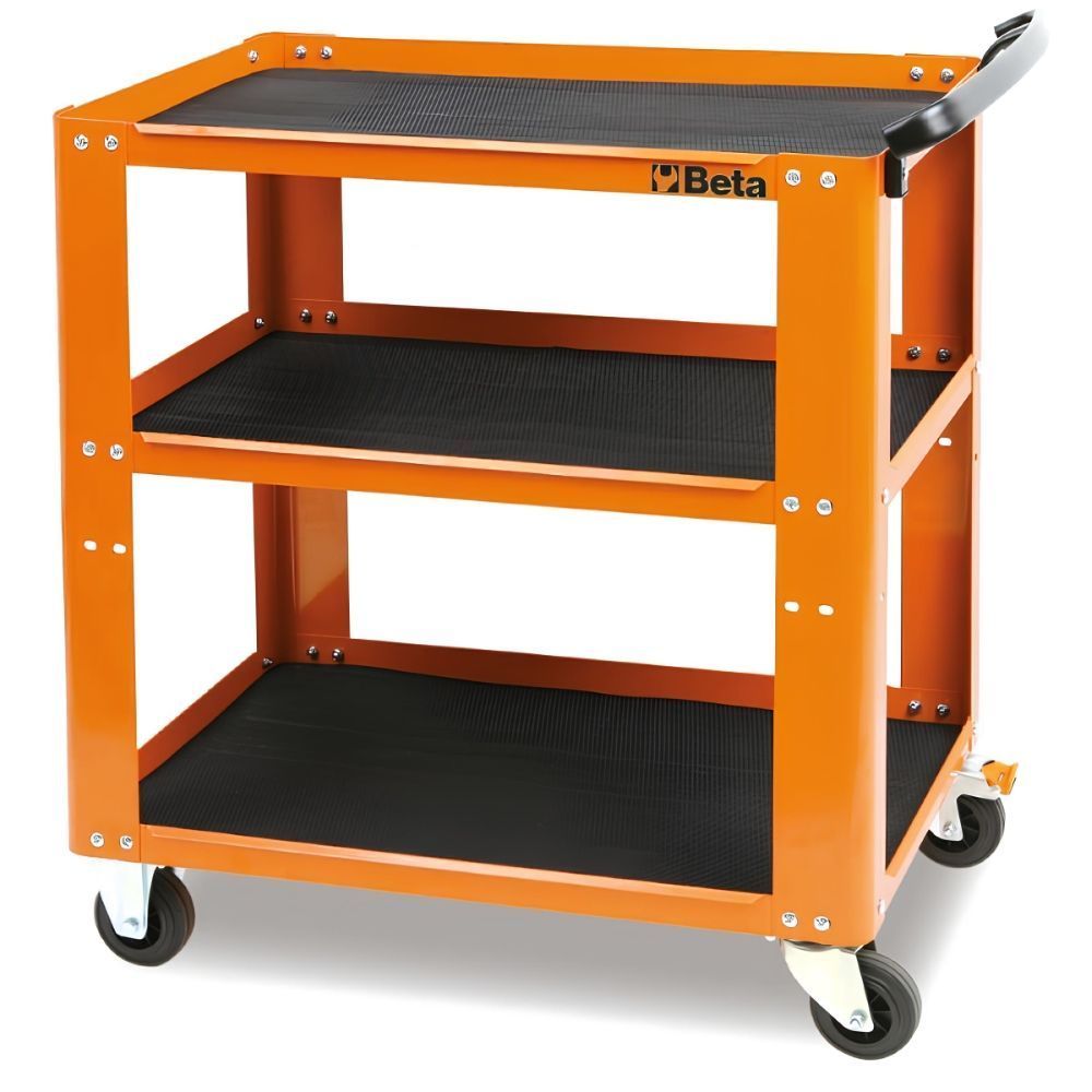 Carrinho C51 com 3 Prateleiras Antideslizantes Laranja Beta 48CM 200KG