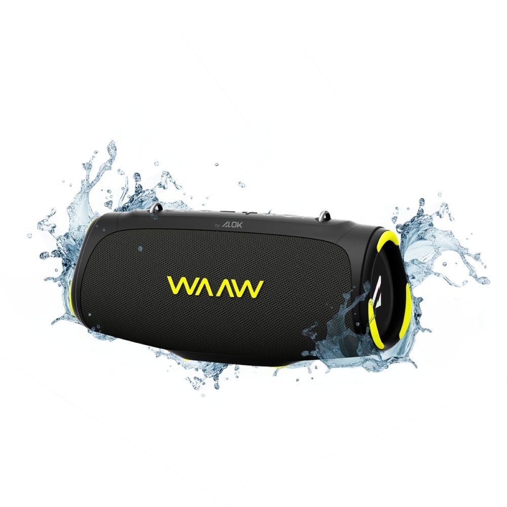 Caixa de Som WAAW BOOM 110 40W RMS Estéreo Bluetooth 5.4 IPX7 Bivolt Preto 13CM